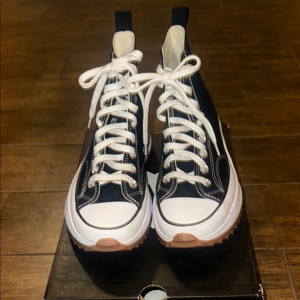 Black and White Converse Run Star Platform Sneakers